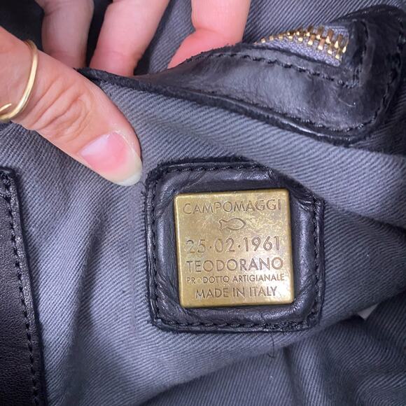 Campomaggi Edera Shoulder Bag in Black Woven Leather - Picture 9 of 10